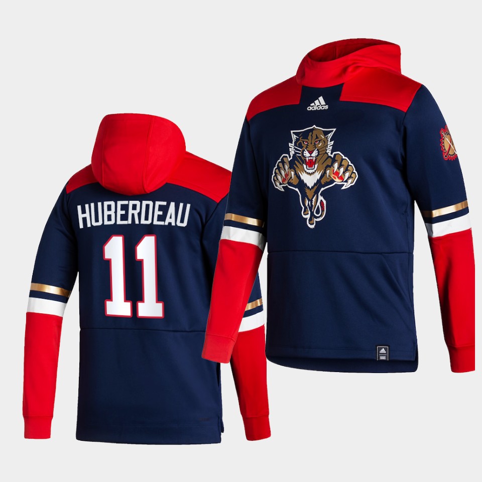 Men Florida Panthers #11 Huberdeau Blue NHL 2021 Adidas Pullover Hoodie Jersey